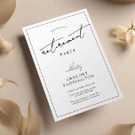 Convite Partido Mínimo de Reforma Branca Negra Corporativa<br><div class="desc">Crie convites clássicos de despedida jantar convites com este design de Convite de festas de aposentadoria minimalista. Este convite a negócios modernos, preto e branco, é excelente de ser usado para bebidas de aposentadoria ou para janto de despedida para funcionário, funcionarios ou amigo. Com um design simples com fonte de...</div>