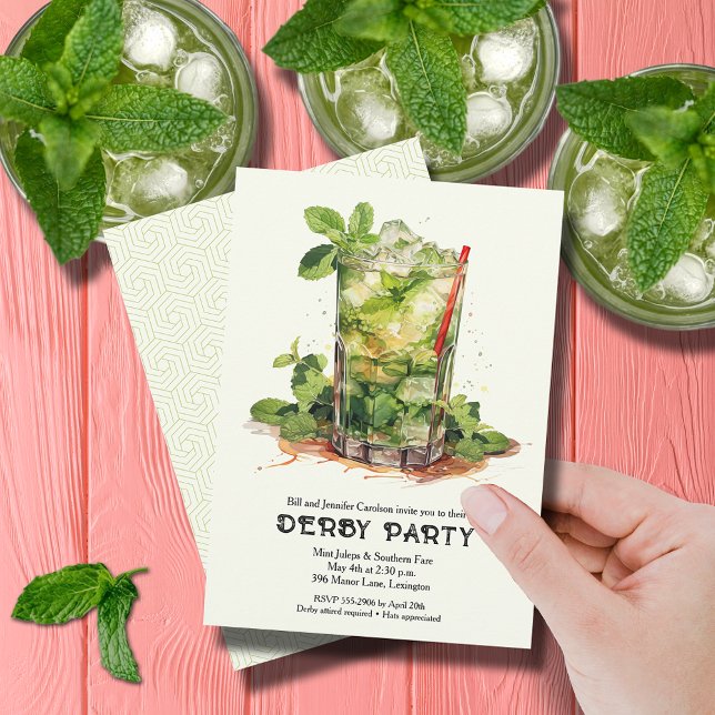 Convite Partido Mint Julep Derby (Mint Julep Derby Party Invitations)