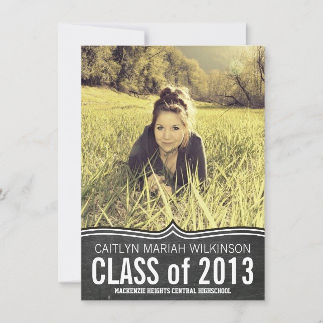 Convite Partido Modern Chalkboard Large Photo Formando (Frente)