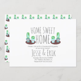 Convite Partido Modern Potted Cactus Greenery