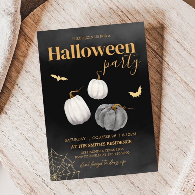 Convite Partido Moderno Adulto do Halloween (Adult Modern Halloween Party Invitation)