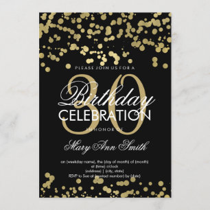 Convite Partido Moderno aniversário de 30 anos Gold Foil