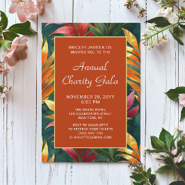 Convite Partido Moderno Botânico Floral Charity Event Gala