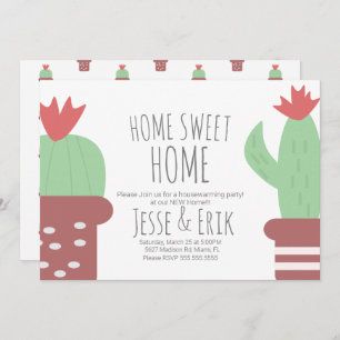 Convite Partido Moderno do Aquecimento Doméstico de Cactus