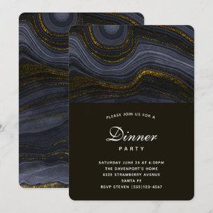 Convite Partido Moderno do Janto de Pedra Negra e Dourada 