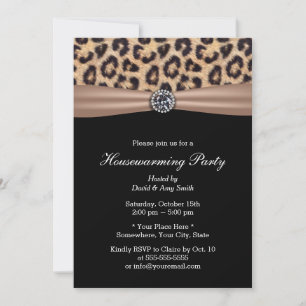 Convite Partido Moderno do Leopard Imprime Diamond Housear