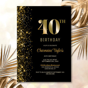Convite Partido Moderno Dourado Glitter