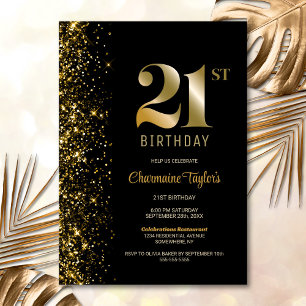 Convite Partido Moderno Dourado Glitter