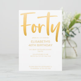 Convite Partido Moderno Elegante Simple aniversário de 40 