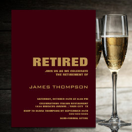 Convite Partido Moderno Minimalista Dourado da Borgonha