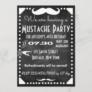 Convite Partido Mustache de Chalkboard