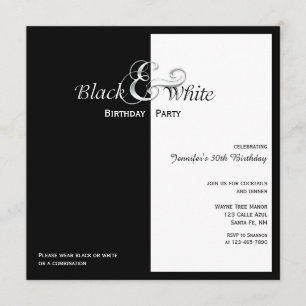 Convite Partido Negro e Branco Elegante
