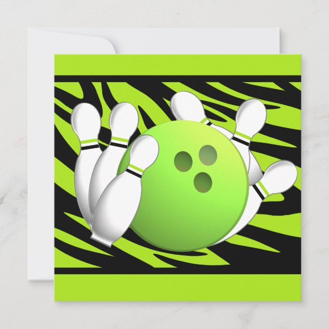 Convite Partido Neon Green Zebra Strike (Frente)