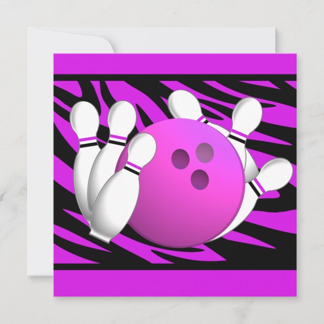Convite Partido Neon Purple Zebra Strike (Frente)