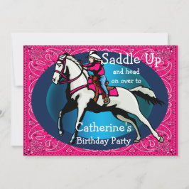 Convite Partido Ocidental Rodeo CowGirl Horse Racing