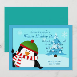 Convite Partido Penguin Winter Holiday