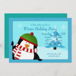 Convite Partido Penguin Winter Holiday