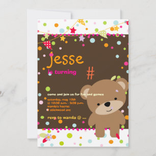 Convite Partido Personalizado do Urso de Teddy Pequeno