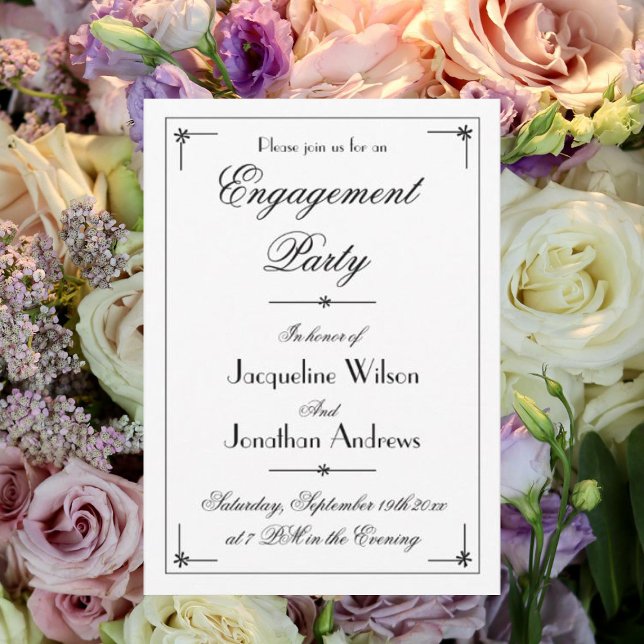 Convite Partido Personalizado Elegante Elegante da festa d (Perfect Engagement Party - Chic elegant personalized party invitation.)