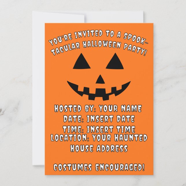 Convite Partido Personalizado Jack-o-Lanterna do Halloween (Frente)