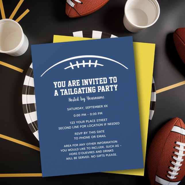 Convite Partido Personalizador de Futebol - Amarelo azul (Tailgating Party Invitation)