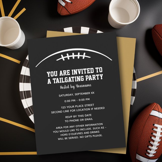 Convite Partido Personalizador de Futebol - Ouro preto (Tailgating Party Invitation)