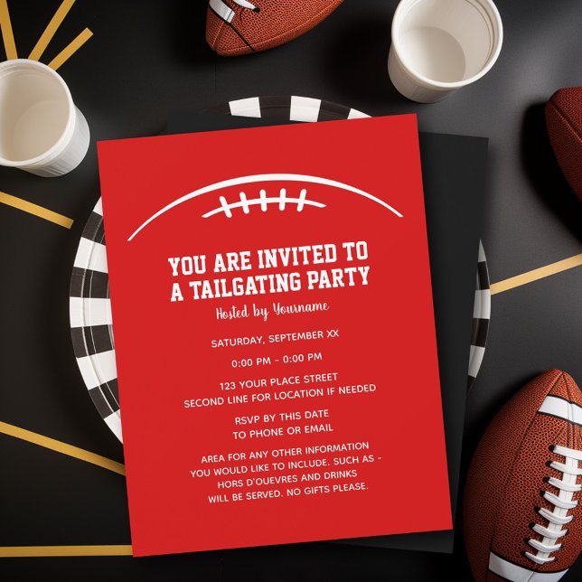 Convite Partido Personalizador de Futebol - preto vermelho (Tailgating Party Invitation)
