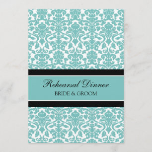 Convite Partido preto do jantar de ensaio do damasco da