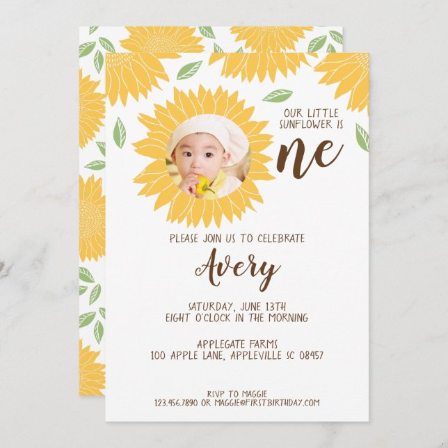 Convite Partido primeiro aniversario de Fotografias de Gir (Frente/Verso)