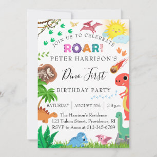 Convite Partido primeiro aniversario Dino dos Dinossauros
