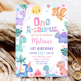 Convite Partido primeiro aniversario Dinossauro One-A-Saur