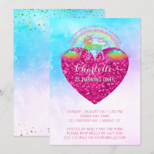 Convite Partido primeiro aniversario do Coração Rosa Uni