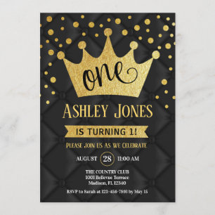 Convite Partido primeiro aniversario - Real Negro Dourado