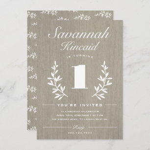 Convite Partido primeiro aniversario Rustic Woods