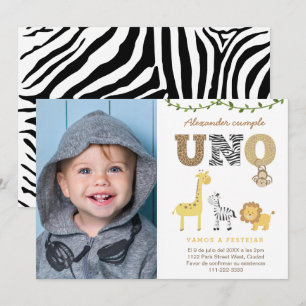 Convite Partido primeiro aniversario Safari em espanhol, P