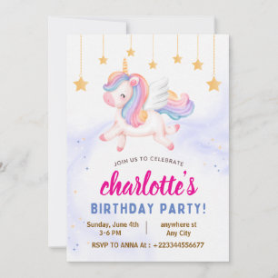 Convite partido primeiro aniversario unicorn