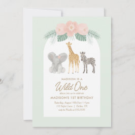 Convite Partido primeiro aniversario Wild One Safari