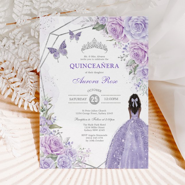 Convite Partido Princesa da Prata de Quinceañera (Criador carregado)