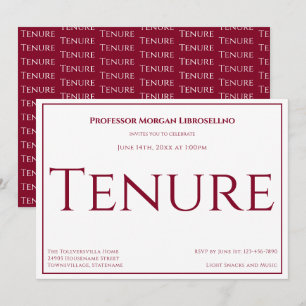 Convite Partido Professor Burgundy Academic Tenure