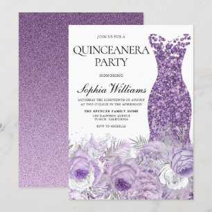 Convite Partido Puro Vestido e Quinceanera Floral