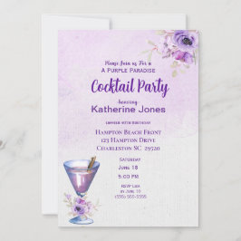 Convite Partido Purple Alexander Birthday Cocktail