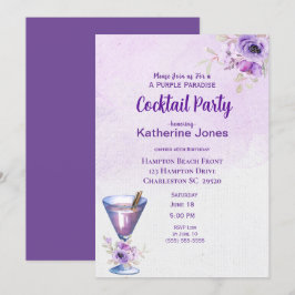 Convite Partido Purple Alexander Birthday Cocktail