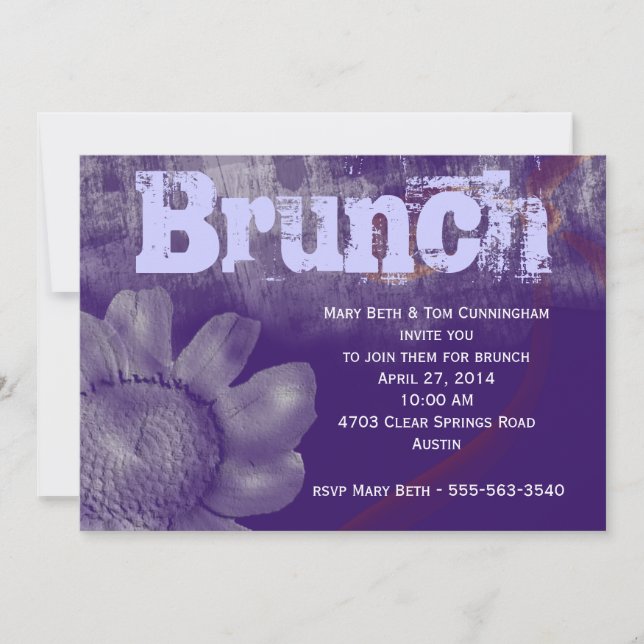 Convite Partido Purple Grunge Brunch (Frente)