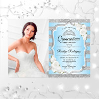 Partido Quinceanera Com Foto - Azul Prateado