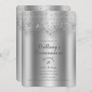 Convite Partido Quinceañera do Silver Shimmer Fltter Butte
