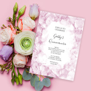 Convite Partido Quinceanera, Hidrangea Aquarela, Rosa Páli