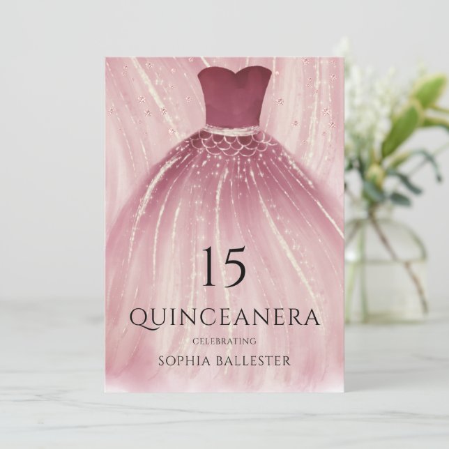 Convite Partido Quinceanera, Roxo Roxo, Sereia (Em pé/Frente)