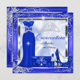 Convite Partido Quinceanera Royal Blue Silver Vestidos S5