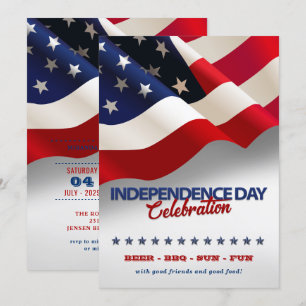Convite Partido Red, White & Blue American Bandeira 4 De J