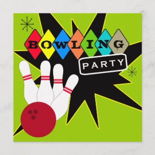 Convite Partido retro da boliche